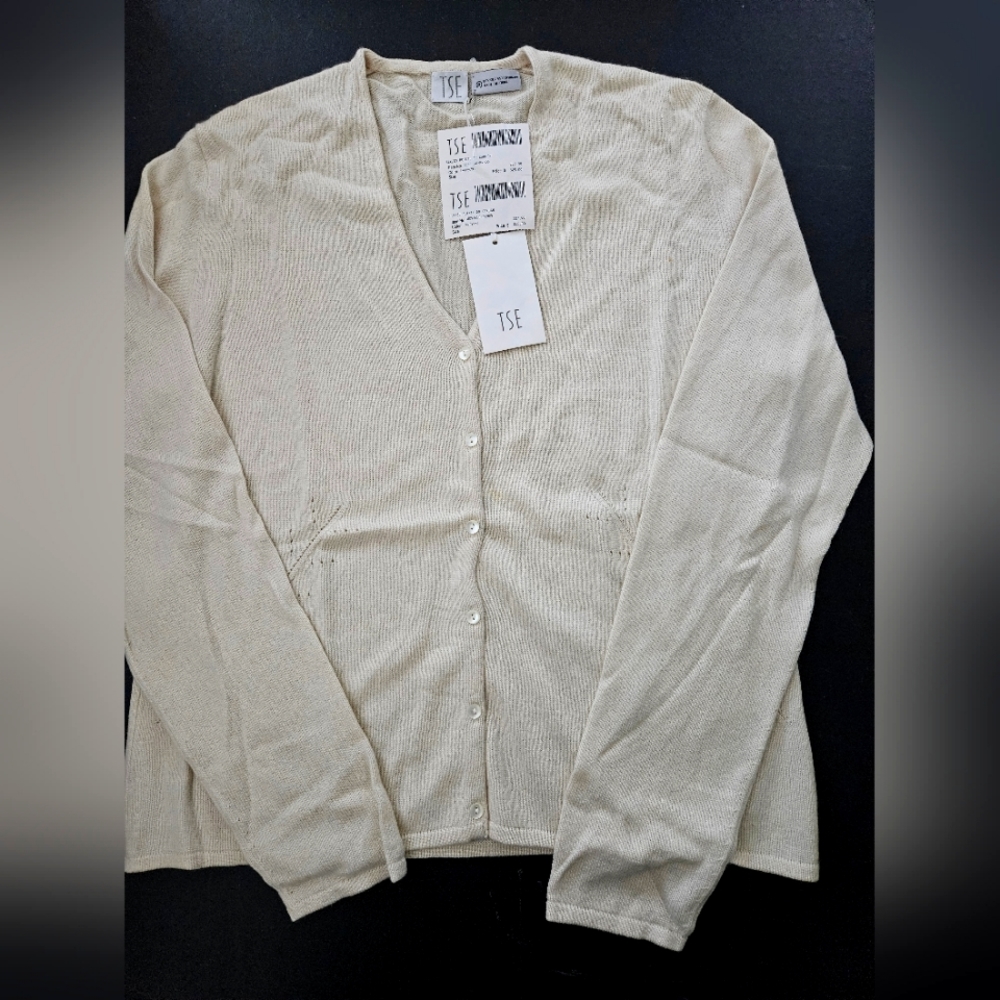 TSE Cashmere/Silk Blend Cardigan - Size XL - Ivory - NWT